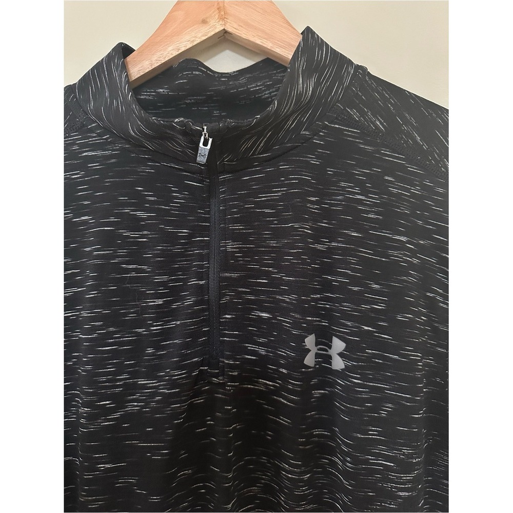 Athleisure Gorpcore Under Armour Pullover XXL Black Heathered Threadborne Zip - Picture 2 of 6